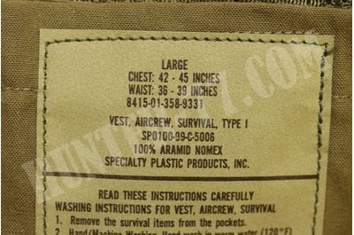  Original MILITARY AIRCREW SURVIVAL VEST TYPE I FR   NSN 8415-01-358-9331 US Army Helicopter Pilot Vest -foto13