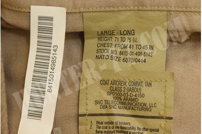 TAN A2CU IABDU AIRCREW CLASS 2 TAN 380 nomex shirt pants set-foto17