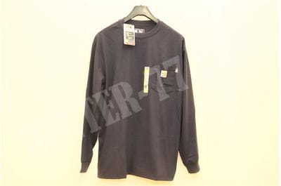 Carhartt Flame Resistant FR 100235-410 FORCE CAT2 Long Sleeve Pocket T Shirt Navy Blue-foto2